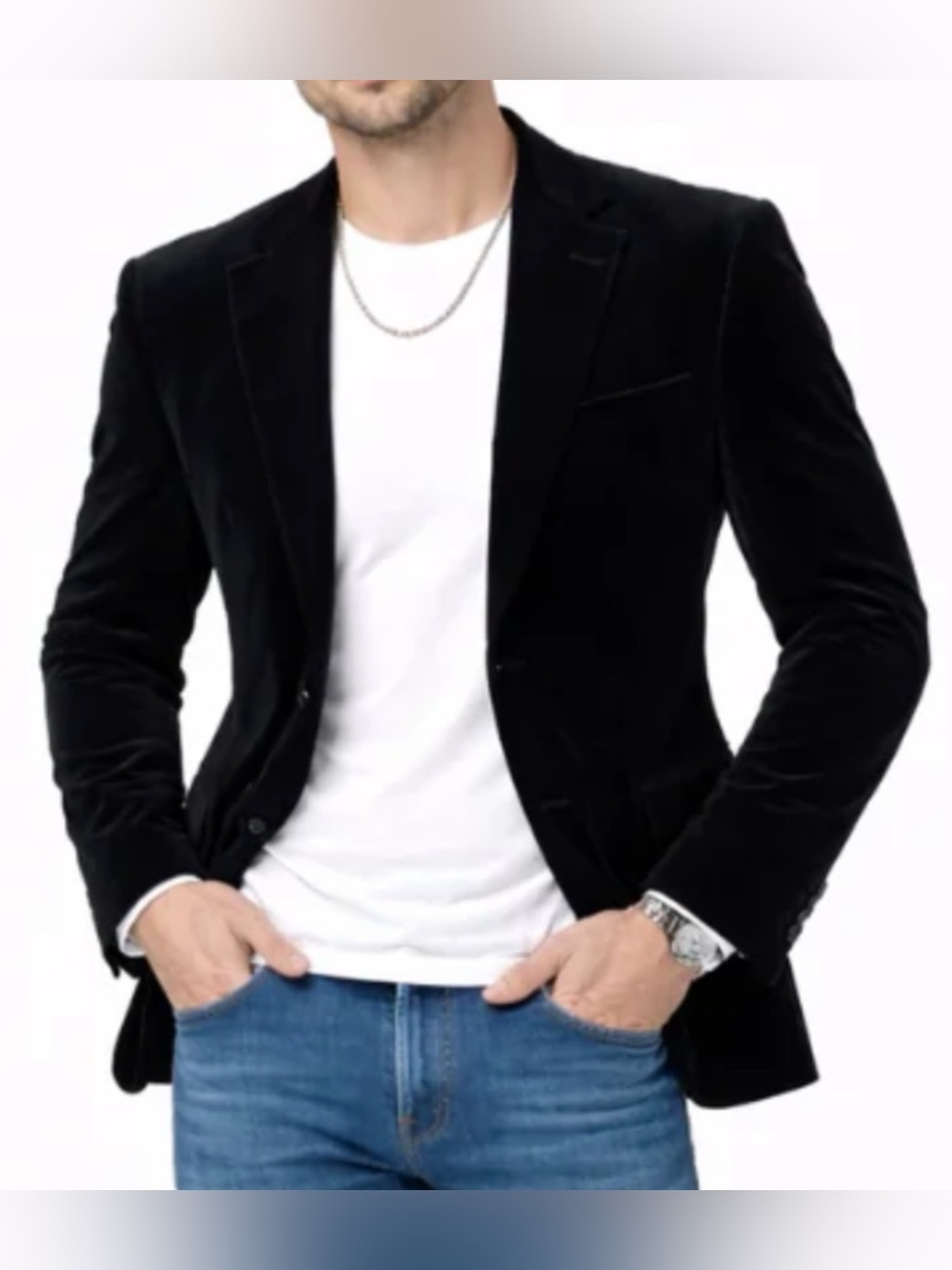 Italian-made Barneys New York Black Velvet Sport Coat - Notch Lapel Blazer